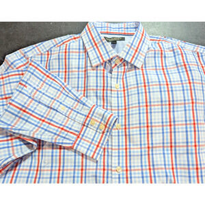 Banana Republic Dress Shirt Men's Size Large 100% Cotton Slim Fit no Iron Plaid